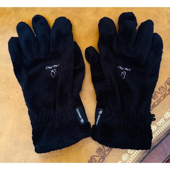 HEAD Womens Black Sensatec Touchscreen Thermal Fleece Plush Gloves Medium NEW - Picture 1 of 6